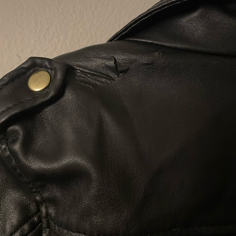 H&M Black Leather Jacket with Gold Details - Picture 4 of 4